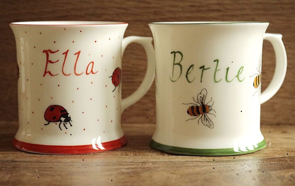 childrens personalised mugs bee ladybird